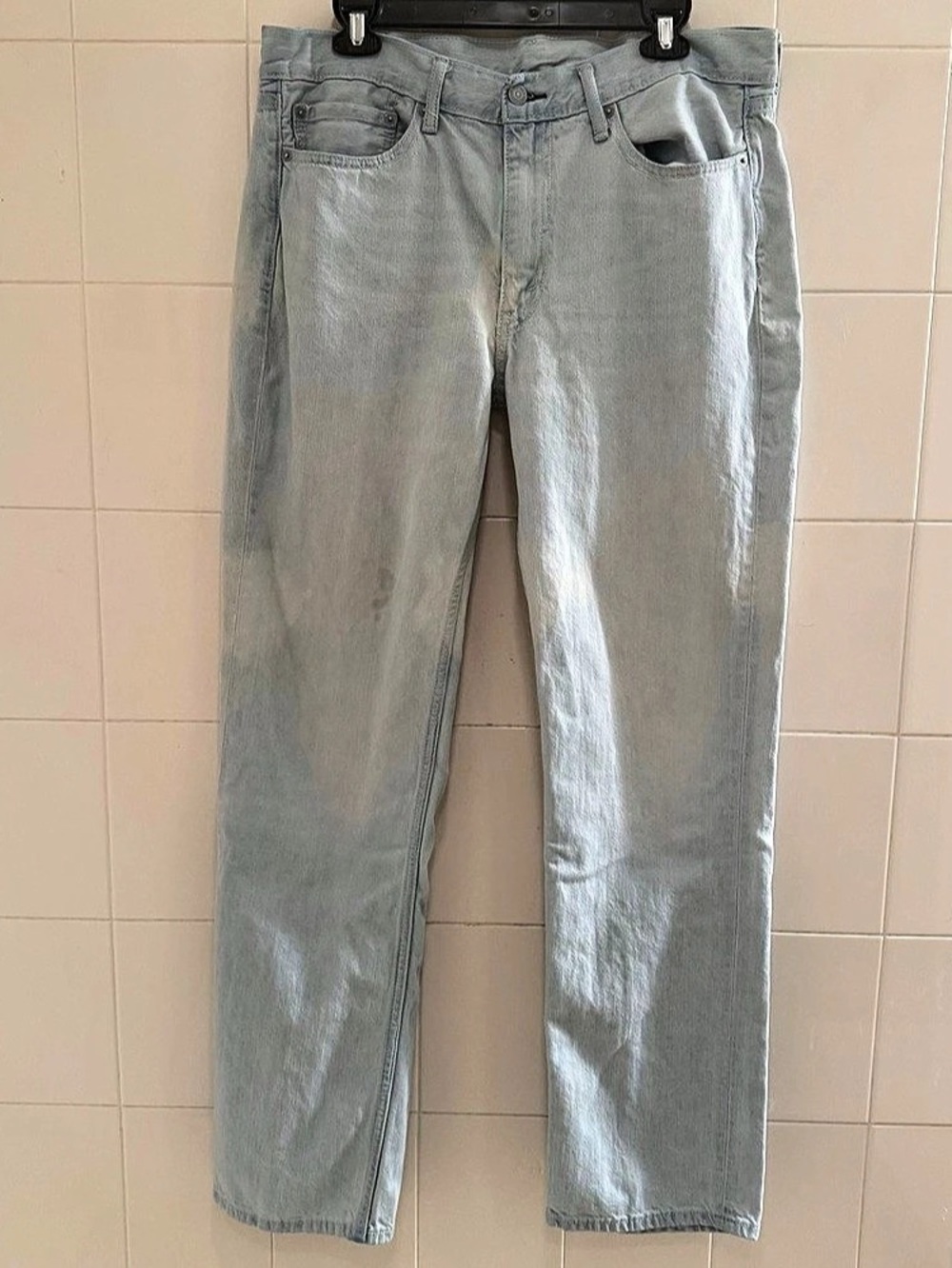 Levi’s 514 Men’s Jeans 36x34 Straight Fit Super Light Wash Pale Blue Denim